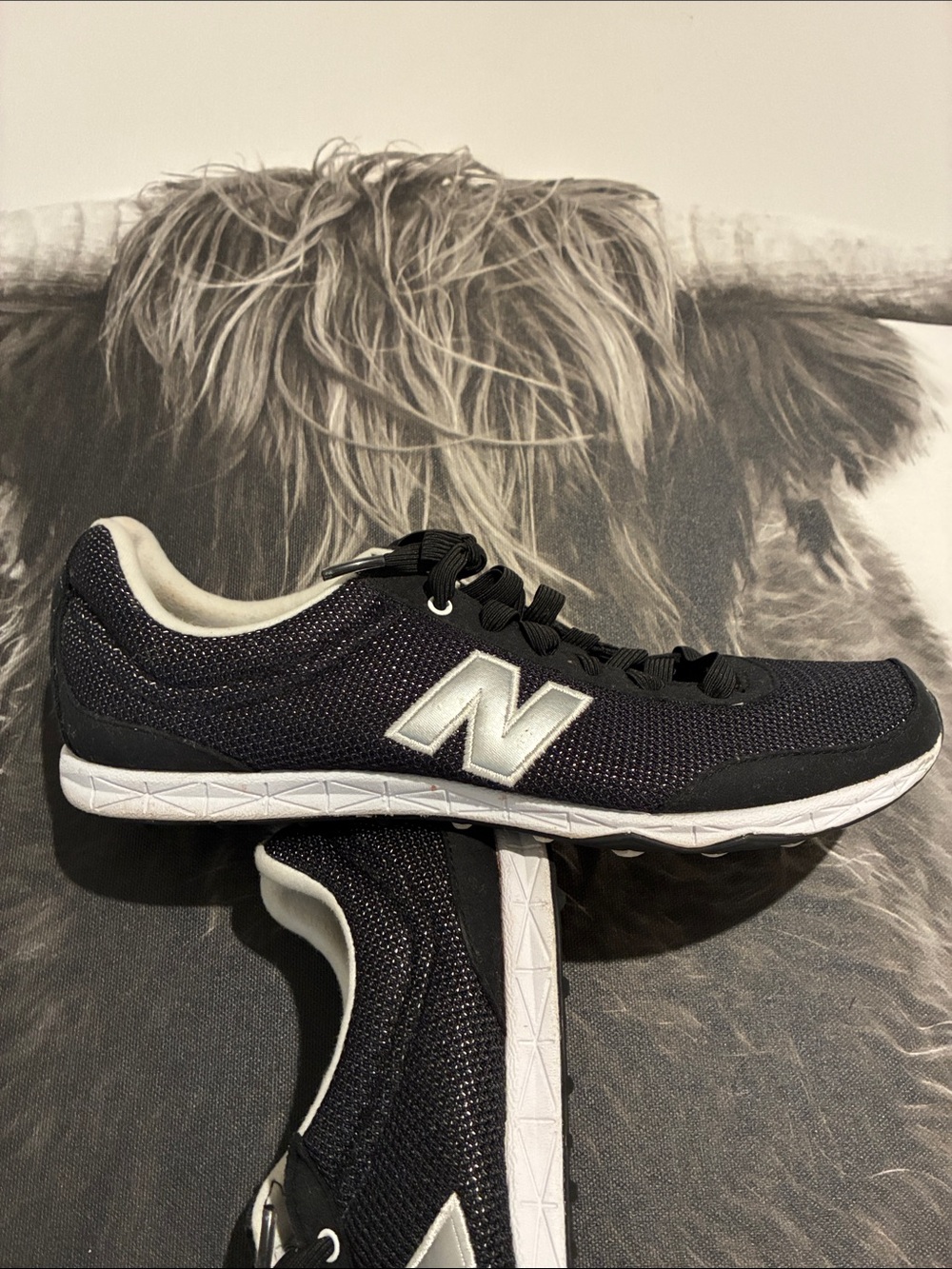 New Balance Black Mesh Athletic Sneakers with White Accents